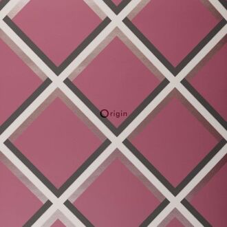 Origin Wallcoverings behang geometrische vormen aubergine paars - 52 c Rood, Roze, Paars