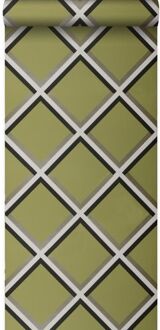 Origin Wallcoverings behang geometrische vormen olijfgroen - 52 cm x 1