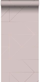 Origin Wallcoverings behang grafische lijnen oudroze en goud - 0,53 x Roze, Goud