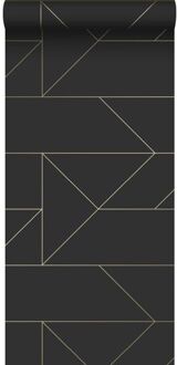 Origin Wallcoverings behang grafische lijnen zwart en goud - 0,53 x 10 Goud, Zwart