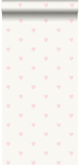 Origin Wallcoverings behang hartjes glanzend wit en roze - 0,53 x 10,0 Roze, Wit