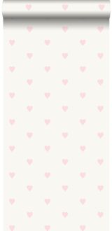 Origin Wallcoverings behang hartjes glanzend wit en roze - 0,53 x 10,0 Roze, Wit