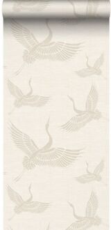 Origin Wallcoverings behang kraanvogels zandkleurig - 0,53 x 10,05 m - Beige, Grijs