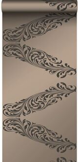 Origin Wallcoverings behang ornamenten glanzend brons en bruin - 53 cm Bruin, Geel, Brons