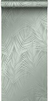 Origin Wallcoverings behang palmbladeren vergrijsd groen - 0,53 x 10,0 Groen, Grijs