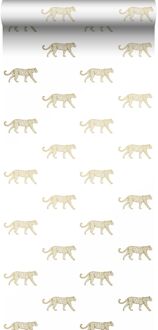 Origin Wallcoverings behang panters wit en goud - 0,53 x 10,05 m - 347 Goud, Wit