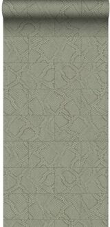 Origin Wallcoverings behang tegelmotief met slangenprint beige - 0,53 Beige, Bruin