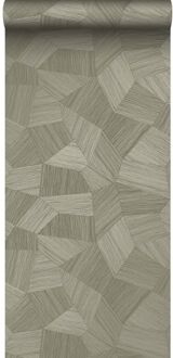 Origin Wallcoverings eco-texture vliesbehang grafisch 3D motief kaki g Beige, Bruin, Grijs