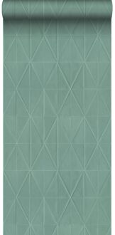 Origin Wallcoverings eco-texture vliesbehang origami motief vergrijsd Groen, Grijs