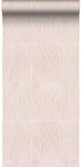 Origin Wallcoverings eco-texture vliesbehang origami motief zacht roze