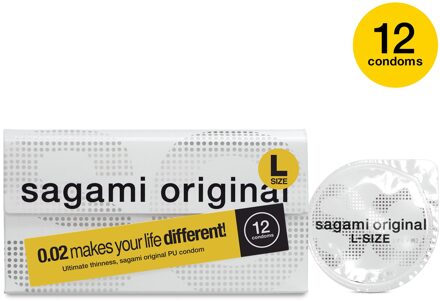 Original 0.02 Size L (58mm) - Ultradunne Latexvrije Condooms 12 stuks (pakketpost) Transparant - 60 (omtrek 12-13 cm)