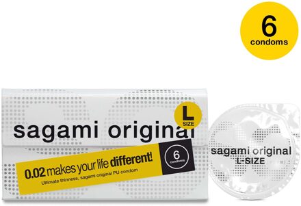 Original 0.02 Size L (58mm) - Ultradunne Latexvrije Condooms 6 stuks Transparant - 60 (omtrek 12-13 cm)