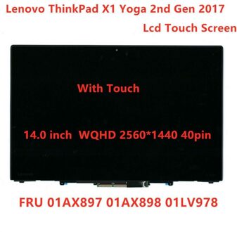 Original 14.0 LED 3K COMPLETE LCD Whole Assembly for Lenovo ThinkPad X1 Yoga 2nd 2017 01AX897" - small