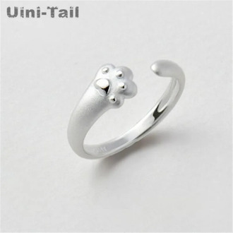 Original design 925 sterling silver female student cat claw ring creative cat Korea simple opening adjustable tail ring