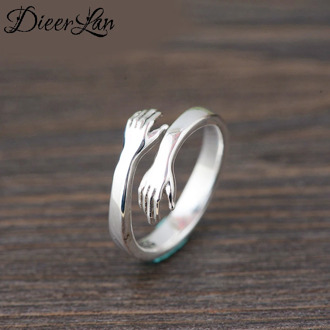 Original Design Bohemian 925 Sterling Silver Hand Hug Ring For Women Fashion Open Finger Rings Female Boho Jewelry