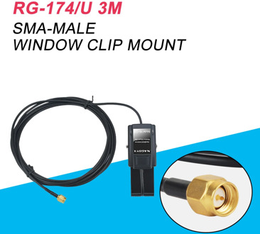 Original NAGOYA RB-CLP Window Clip Mount RG-174/U 3m Cable SMA-Male Connector for walkie talkie Radio Antenna