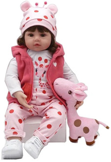 Original Npk 47Cm Baby Doll Toddler Soft Silicone Reborn Baby Dolls Cloth Body Curly Hair Lifelike For Surprise Girl Gifts Doll