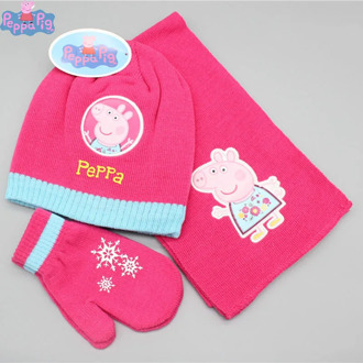 Original Peppa Pig Knitting Wool Snow Hat Scarf Gloves Anime Figure Winter Kids Toys for Children Birthday Christmas Gift 2P18