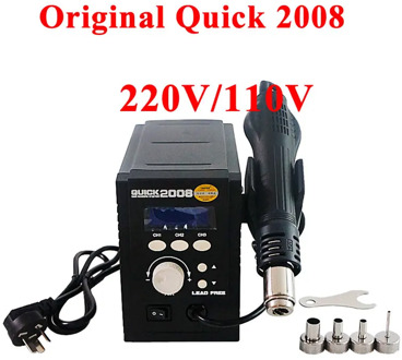 Original Quick 2008 Soldering Station ESD Digital Display Heat Gun Welding Blower Gun 700W 100 ° C - 500 ° C with Nozzles