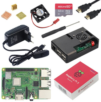 Original Raspberry Pi 3 Model B Plus with WiFi&Bluetooth+ABS Case+CPU Fan+3A Power with ON/OFF Switch+Heat Sink Raspberry Pi 3B+
