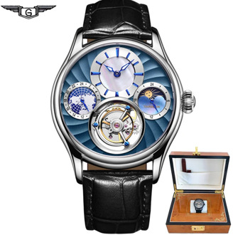 Original Tourbillon watch GUANQIN 2019 NEW clock men waterproof mechanical Sapphire leather top brand luxury Relogio Masculino