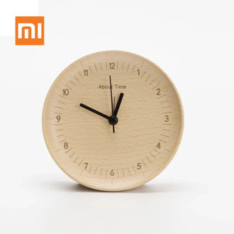 Original Xiaomi Mijia Wooden Clock about Time Alarm Clock Beech Wooden Mute Desktop Table Clocks Watch for Xiaomi Smart Home