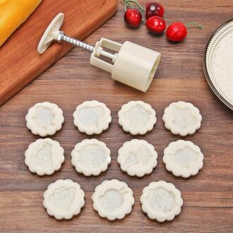 Originaliteit Maan Cakevorm Hand Druk Gebak Cookie Mold Set Met 8 Stuks Te Reinigen Langere Levensduur Bloemen patroon