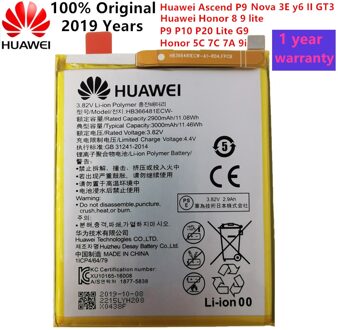 Origineel Voor Huawei HB366481ECW Oplaadbare Li-Ion telefoon batterij Voor Huawei P9 Ascend P9 Lite G9 honor 8 5C G9 3000mAh