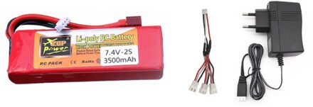 Originele 144001 2S 7.4 V 3500Mah Lipo Batterij Voor Wltoys 1/14 144001 Rc Auto Boot 7.4 V Oplaadbare batterij Lader Set zwart