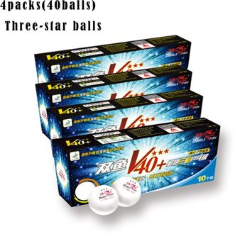 Originele 4 packs/40 ballen DUBBELE VIS Volant V40 + Drie Sterren Tafeltennis Ballen ABS naad ITTF Goedgekeurd internationale Toernooi