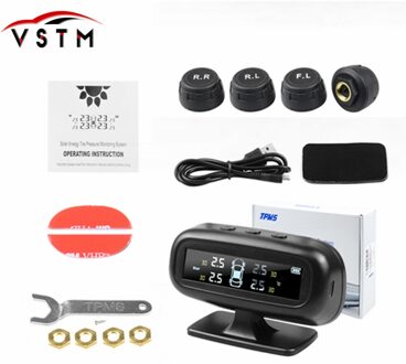 Originele Auto Tpms Bandenspanningscontrolesysteem Hd Digitale Display Auto Alarm Tool 4 Externe Tyre Sensoren Voor Alle auto 'S