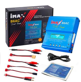 Originele Htrc Imax B6 Ac Rc Charger Lipo Battery Balance Charger 80W 6A Nimh Nicd Accu Balans Lader Rc ontlader Adapter blauw / ons aansluiten