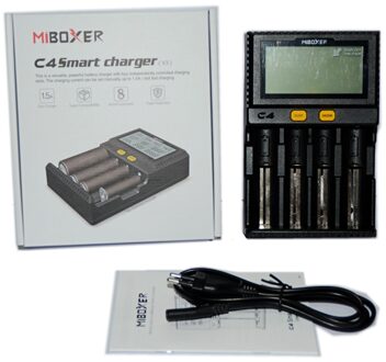 Originele Miboxer C4 Lcd Batterij Lader Voor Li-Ion/Imr/Inr/Icr/LiFePO4 18650 14500 26650 Aaa 3.7 1.2V 1.5V Batterijen Pk VC4 zwart / AU