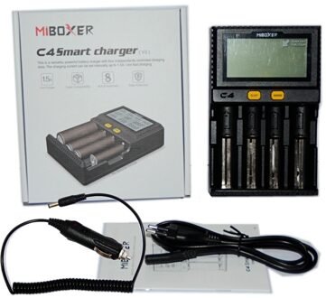 Originele Miboxer C4 Lcd Batterij Lader Voor Li-Ion/Imr/Inr/Icr/LiFePO4 18650 14500 26650 Aaa 3.7 1.2V 1.5V Batterijen Pk VC4 zwart of car charge / AU