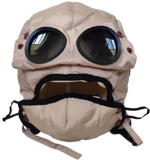 Originele Mode Fietshelm Warm Cap Winter Mannen Winter Hoeden Voor Vrouwen Kids Waterdicht Hood Hoed Met Bril beige