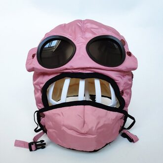 Originele Mode Fietshelm Warm Cap Winter Mannen Winter Hoeden Voor Vrouwen Kids Waterdicht Hood Hoed Met Bril roze