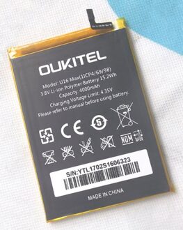 Originele Oukitel U16 Max Telefoon Batterij 4000Mah 3.8V Voor Oukitel U16 Max 6.0Inch Smartphone Android MTK6580 Telefoon