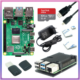 Originele Raspberry Pi 4 Model B 2GB 4GB 8GB Kit + Aluminium Case + 3A Switch Power +HDMI Cable Option 64 32GB SD Card
