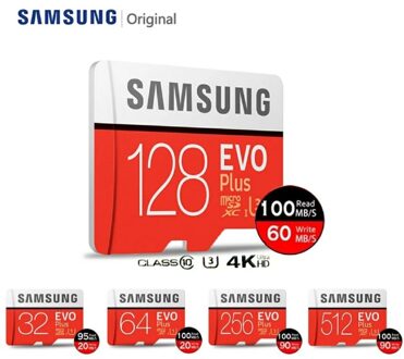 Originele Samsung Micro Sd 128Gb Flash Geheugenkaart 100Mb Klasse Niveau 10 UHS-I U3 4K 16Gb/32Gb/64Gb Microsd-kaart Mobiele Telefoons 128GB SAMSUNG EVO Plus