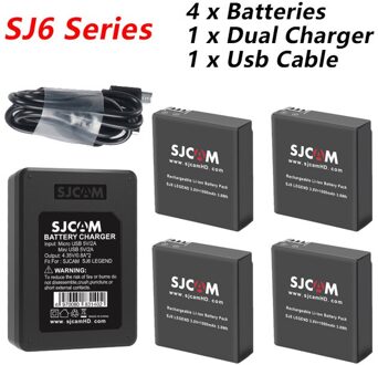 Originele SJCAM 4x Batterij En 1x Dual Charger Voor SJCAM SJ4000 SJ5000 SJ5000X M10 M20 SJ6 SJ7 SJ8 Pro SJ9 SJ10 PRO SJ10X Actie Camera For SJ6 Series