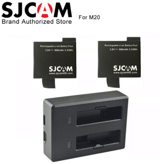 Originele SJCAM M20 2 stks Oplaadbare Li-Ion Batterijen + Dual battery Charger Voor SJ CAM M20 Sport Actie Camera Accessoires