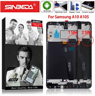 Originele Super Amoled Voor Samsung A10 A105 Lcd Touch Screen Met Frame Voor Samsung Galaxy M10 M105F Lcd-scherm digitizer M10 2SIM zwart kader