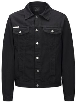 Originele Verf Gedrukt Graffiti Mannen Zwart Denim Jasje Hiphop Streetwear Mannen Casual Denim Jeans Jas zwart / M