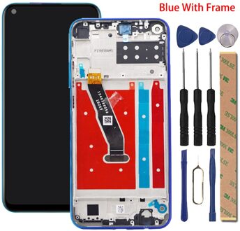 Originele Vervanging Voor Huawei P40 Lite E Lcd Display Digitizer Glass Panel Voor Huawei Y7P Lcd Display Accessoire Onderdelen LCD blauw kader