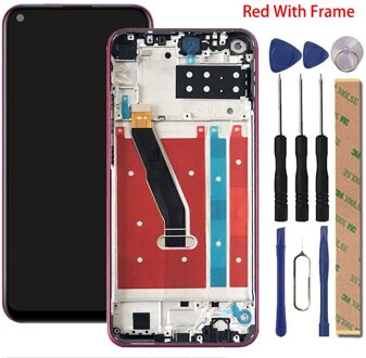 Originele Vervanging Voor Huawei P40 Lite E Lcd Display Digitizer Glass Panel Voor Huawei Y7P Lcd Display Accessoire Onderdelen LCD rood kader