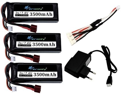 Originele Wltoys 144001 2S 7.4 V 3500Mah Oplaadbare Lipo Batterij En Een Oplader Voor Wltoys 1/14 144001 Rc auto Boot Lipo Batterij champagne
