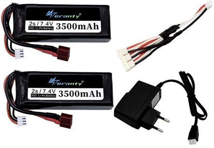 Originele Wltoys 144001 2S 7.4 V 3500Mah Oplaadbare Lipo Batterij En Een Oplader Voor Wltoys 1/14 144001 Rc auto Boot Lipo Batterij donker grijs