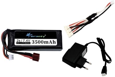 Originele Wltoys 144001 2S 7.4 V 3500Mah Oplaadbare Lipo Batterij En Een Oplader Voor Wltoys 1/14 144001 Rc auto Boot Lipo Batterij oranje