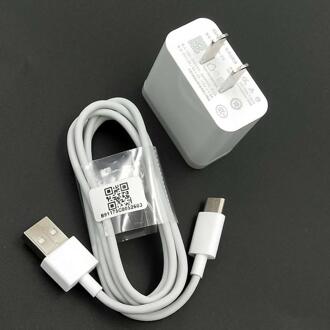 Originele Xiao Mi Fast Charger Usb QC3.0 Quick Charge Adapter Type C Kabel Voor Mi CC9 CC9E 9 T 9se 8 8SE 6 6X5 5c Rode Mi Note 8 Pro US en kabel