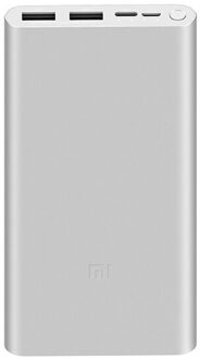 Originele Xiaomi Mi Power Bank 3 10000Mah 2 Usb Output Ondersteunt Twee Weg Quick Charge 18W Max Powerbank voor Smart Mobiele Telefoon Zilver